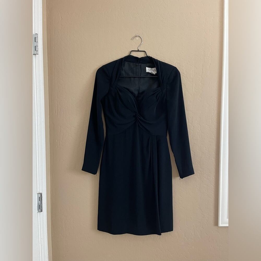Vintage Bob Mackie Black Bustier Twist‎ Long Sleeve Cocktail Dress 6